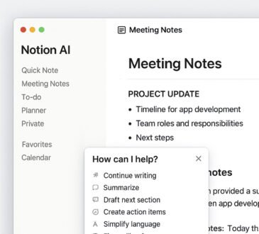 Notion AI interface generating content inside a productivity workspace in 2025