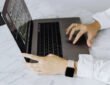 Freelancer working on laptop from home