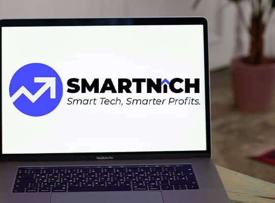 A professional freelancer working on a laptop using AI productivity tools in a modern office.